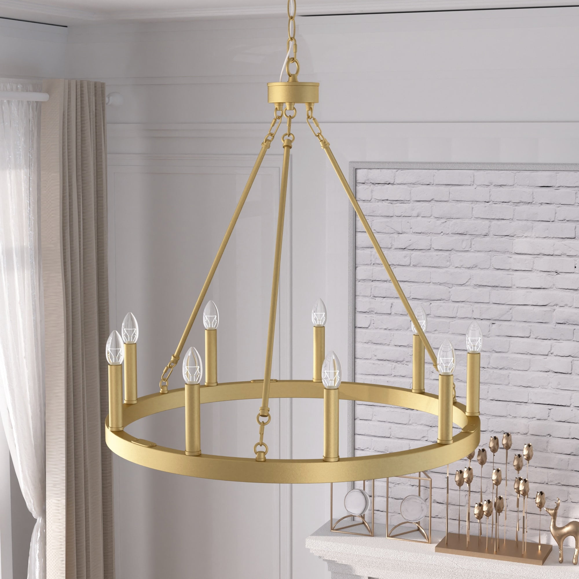 Gold Wagon Wheel Chandelier