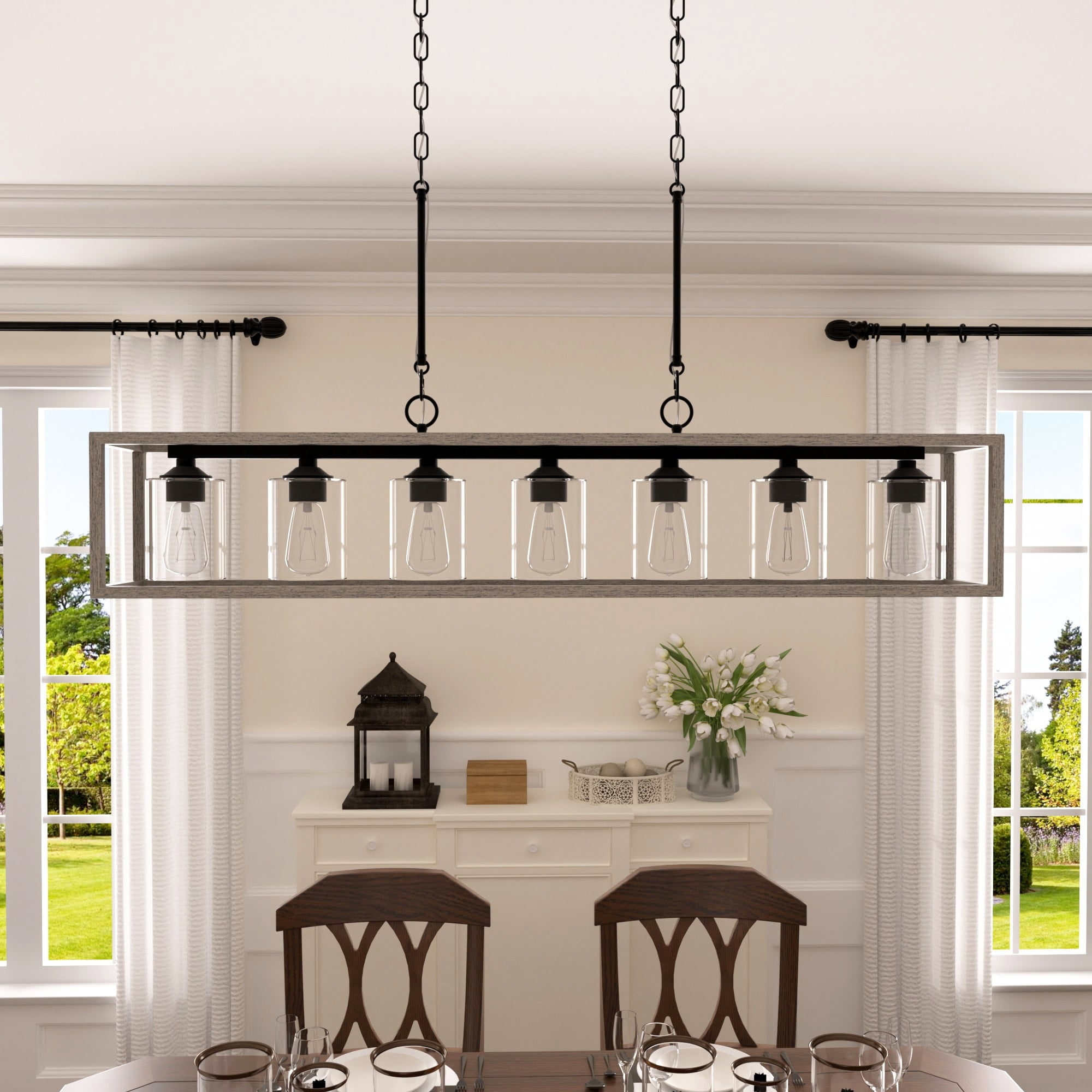 ACROMA Allegray 52in Farmhouse 7-light Linear Chandelier Rectangle