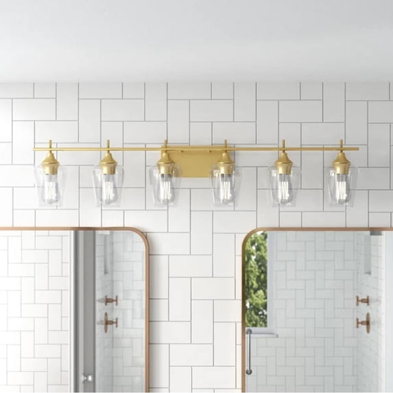 ACROMA Amboise 6- Light Modern Bathroom Vanity Light with Clear Glass Shade with UL Certified - 44.5 inches