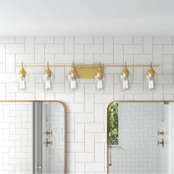 ACROMA Amboise 6- Light Modern Bathroom Vanity Light with Clear Glass Shade with UL Certified - 44.5 inches