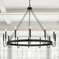 thumbnail image 1 of ACROMA Kiro 12-light 46In Farmhouse Candle Wagon Wheel Chandelier Aged Zinc 46'' Rusted Adjustable N/A, 1 of 5