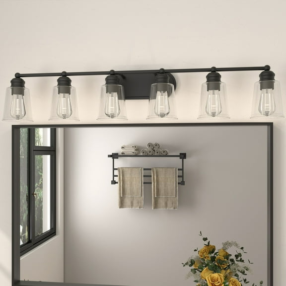 ACROMA Modern Farmhouse 6-light Black Bathroom Vanity Lights with UL Certified - 44''