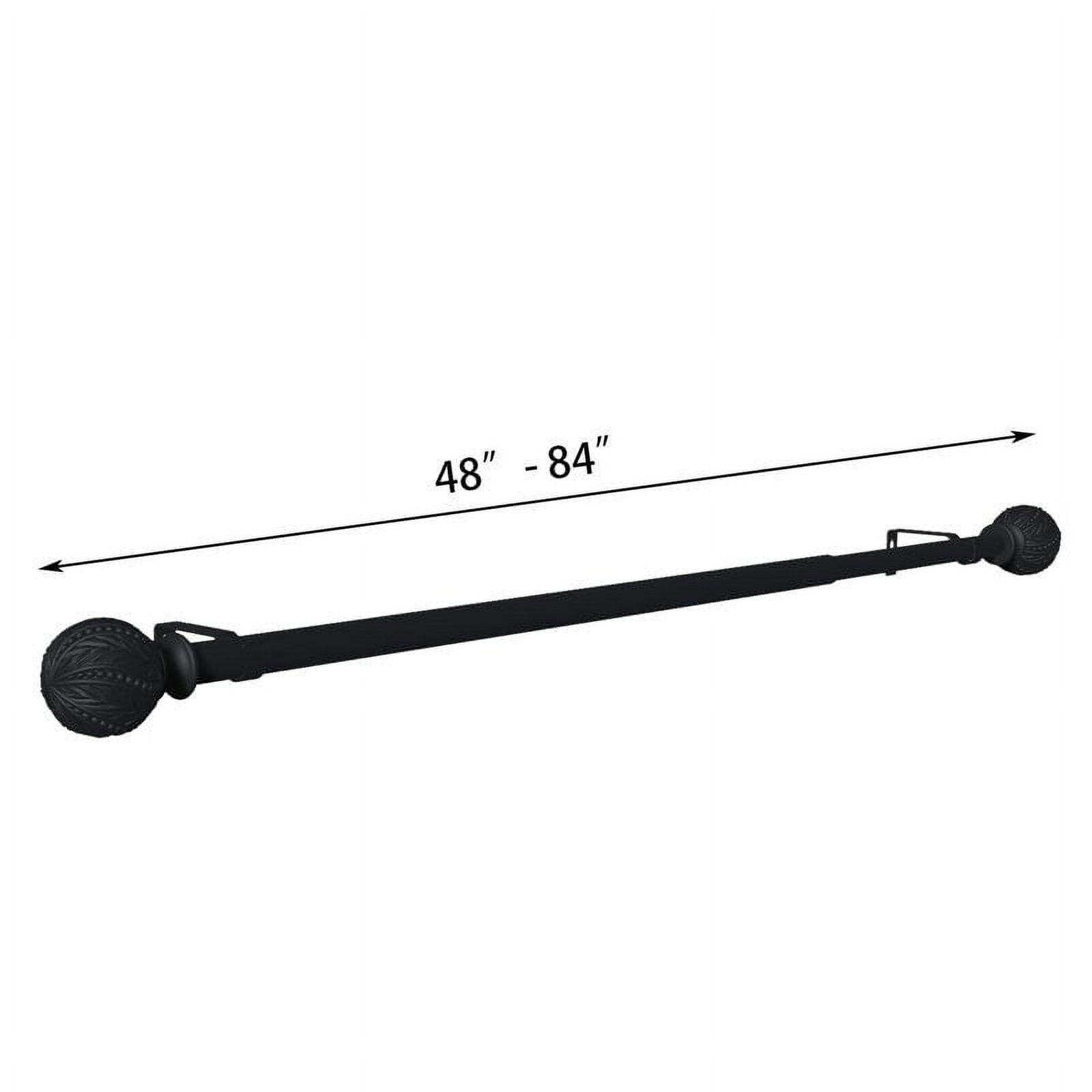 Black Adjustable Metal Curtain Rod with Decorative Finials