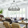 thumbnail image 1 of ACROMA Update 12-light 40In Modern Farmhouse Wagon Wheel Chandelier Aged Zinc Matte Painted N/A, 1 of 5