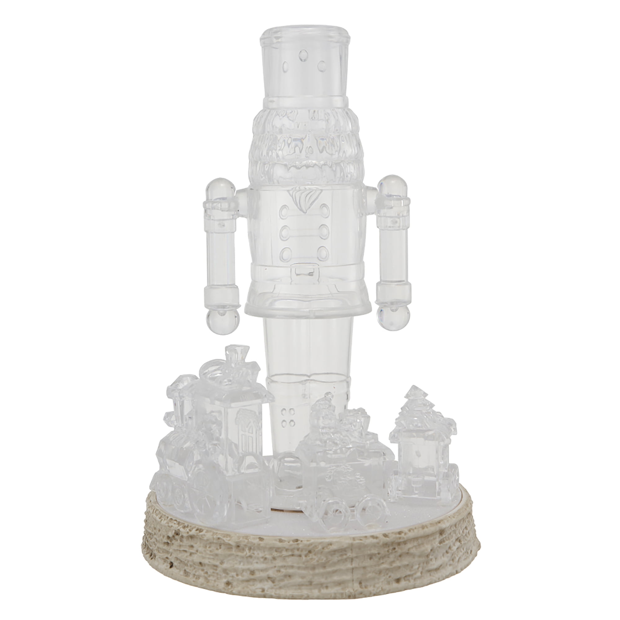 Light-Up and Musical Animated Acrylic Nutcracker with Train Christmas Decoration, Clear, 13", by Holiday Time