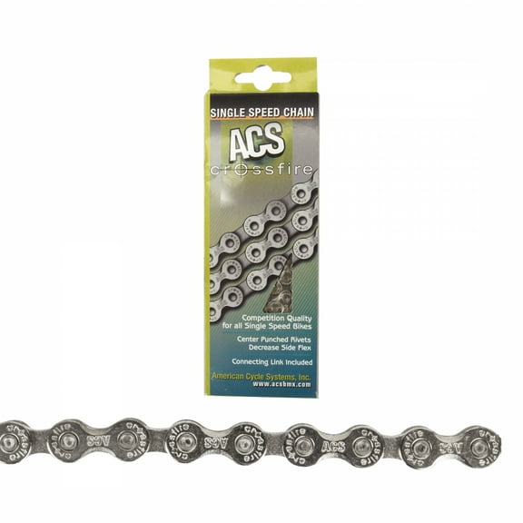 ACS Crossfire Single Speed Chain 3/32" Silver 106-Links Freestyle Dirt Jump Bike