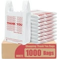 thumbnail image 1 of ACSTEP 1000 Count Thank You Plastic Bags, 12x6.5x21inch T-Shirt Bags with Handles Shopping Grocery Bags, White, 1 of 7