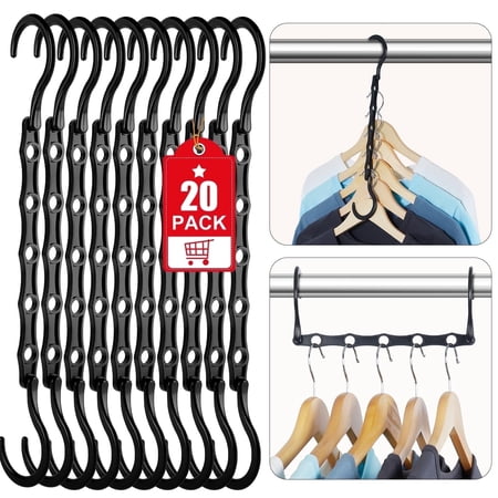 ACSTEP Space Saving Hangers 20 Pack, 5-Hole Magic Hangers Closet Organizer, Cascading Plastic Hanger Organizer for Dorm, Apartment