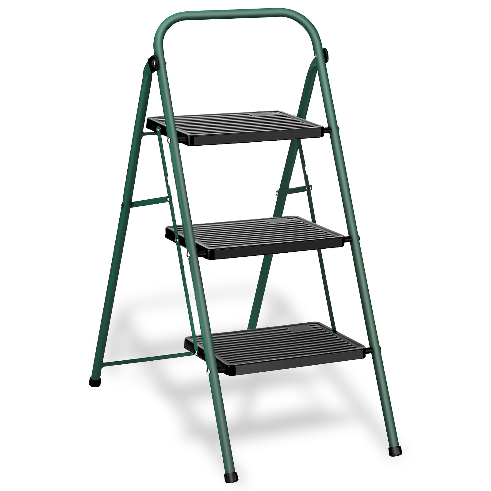 COSCO Commercial 3Step Folding Stool, 300 lb Cap, Gray
