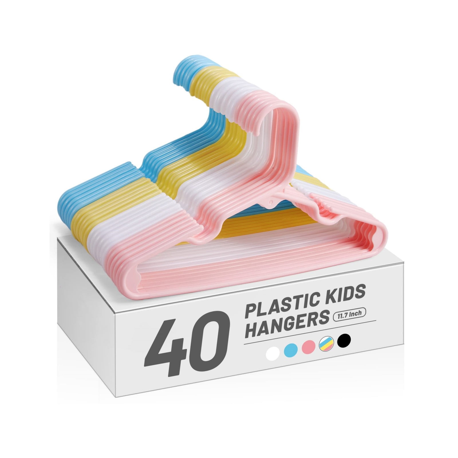 ACSTEP 40-Pack 11.4-Inch Durable Plastic Baby Clothes Hangers, Mixed ...