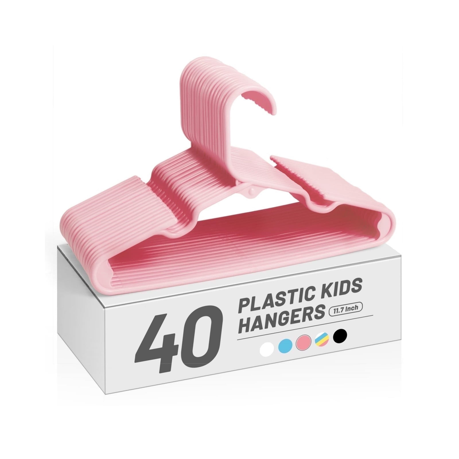 ACSTEP 40 Pack Kids Hangers Plastic,Toddler Baby Clothes Hangers,11.4 Inch, Pink