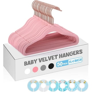 BAGAIL Kids Velvet Hangers 11” Inch Children's Clothes Hangers Non-Slip  Baby Hangers for Infant/Toddler (Black,50pack)