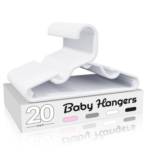 ACSTEP Baby Hangers 20 Pack, 11 Inch Kids Plastic Hangers, Non-Slip Baby Hangers for Closet, Baby Clothes Hangers for Pants Shirts Outfit Onesie, White