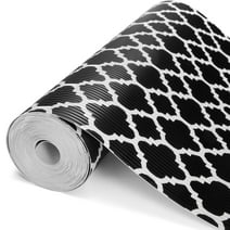 ACSTEP Cabinet Liners 17.5 in. x 30 ft, Shelf Liners for Kitchen,Cabinets Contact Paper, Quatrefoil, Black&White