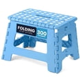 thumbnail image 1 of ACSTEP Folding Step Stool 9'' Non-Slip Folding Stools with Portable Handle for Adults Holds up to 300 lbs, Plastic Foldable Step Stool for Bathroom, Bedroom, Kitchen, Blue, 1 of 8