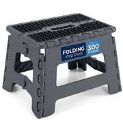 ACSTEP Folding Step Stool 9 Non-Slip Folding Stools with Portable Handle for Adults Holds Up to 300 lbs, Plastic Foldable Step Stool for Bathroom, Bedroom, Kitchen, Gray