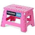 thumbnail image 1 of ACSTEP Folding Step Stool 9'', Plastic Step Stool with Non-Slip Surface and Carry Handle, Foldable Stool for Bathroom, Bedroom, Kitchen, Pink, 1 of 8