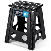 Folding Step Stool 16 Inch, Heavy Duty Foldable Step Stool for Adults, Plastic Collapsible Stool with Non-Slip Surface, Supports Up to 400 lb