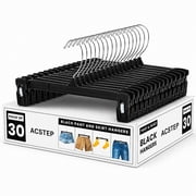 ACSTEP Pants Hangers with Clips 30 Pack, 12 Inch Plastic Skirt Hangers, Non-Slip Big Clips, 360 Degree Swivel Hook for Pants, Skirts, Shorts