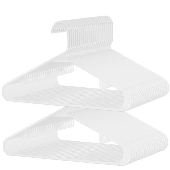 ACSTEP Plastic Clothes Hangers,100 Pack Standard Plastic Hangers,Non Slip Heavy Duty Hangers for Coats, Pants & Dress Clothes(White)