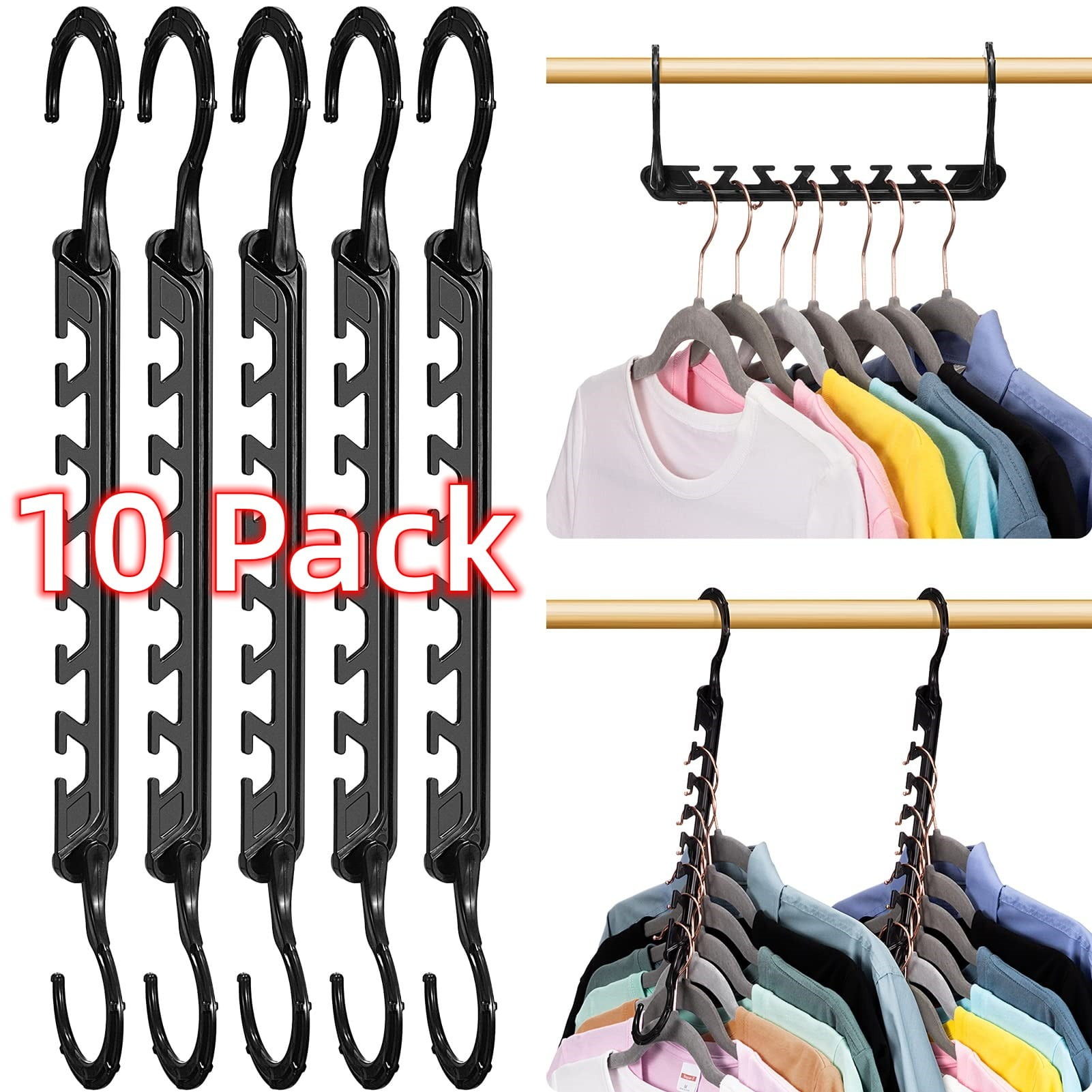 ACSTEP Space Saving Hangers,Closet Storage Hangers,10Pack, Black