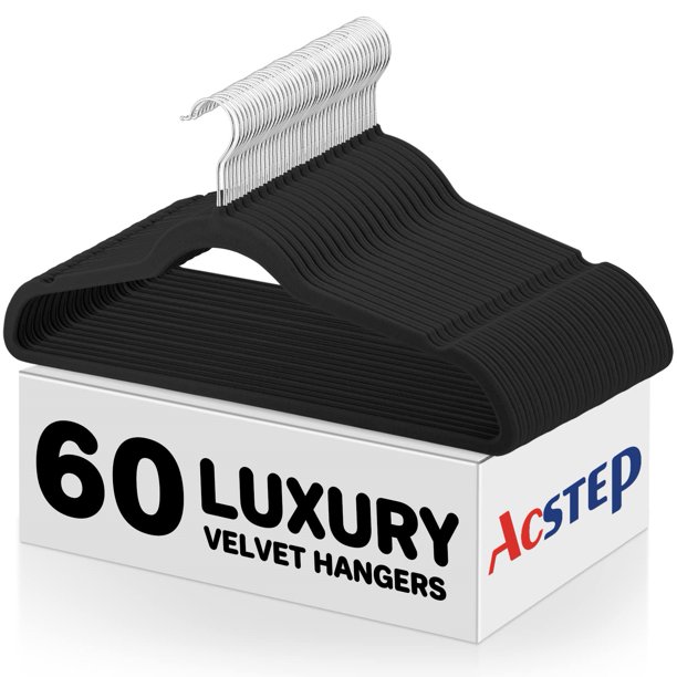 ACSTEP Velvet Clothes Hangers 60 Pack, NonSlip Hangers with 360