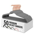 thumbnail image 1 of ACSTEP Velvet Hangers 50 Pack, Non Slip Felt Hangers Slim Flocked Hangers, Suit Hanger for Adult (Grey/Rose Gold Hooks), 1 of 5