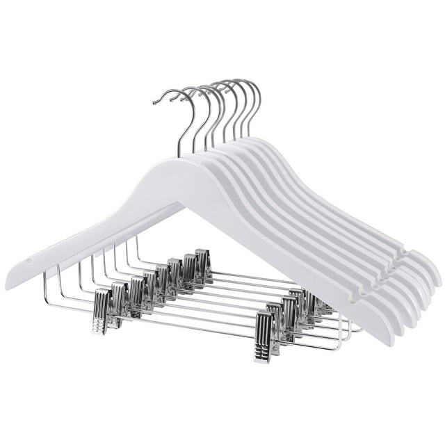 ACSTEP Wooden Hangers 12 Pack Hangers with Clips Premium Wooden Hangers