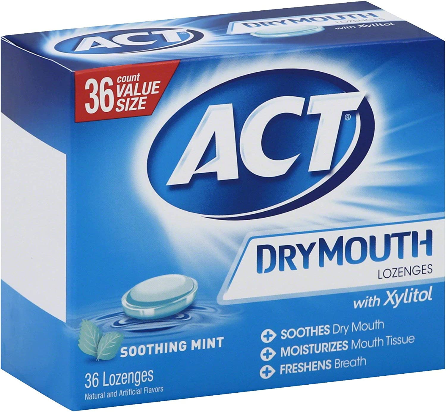 ACT 36 Count 36 Size Dry Mouth Mint Lozenges