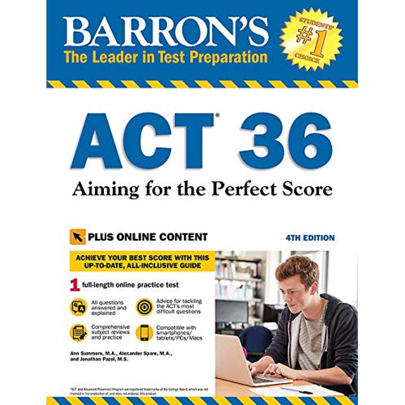 Pre-Owned Act 36 With Online Test: Aiming For The Perfect Score (Barron's Test Prep) Paperback