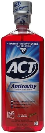ACT Alcohol Free Anticavity Fluoride Mouthwash, Cinnamon 18 fl oz (Pack of 6)