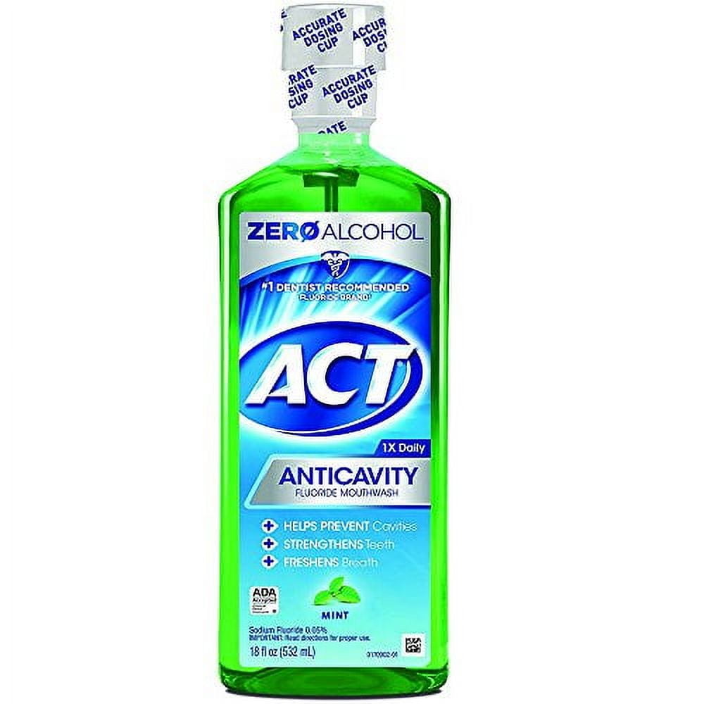 "ACT Anticavity Fluoride Mouthwash, Mint, Alcohol Free, 18-Ounce Bottle (Pack of 3)"