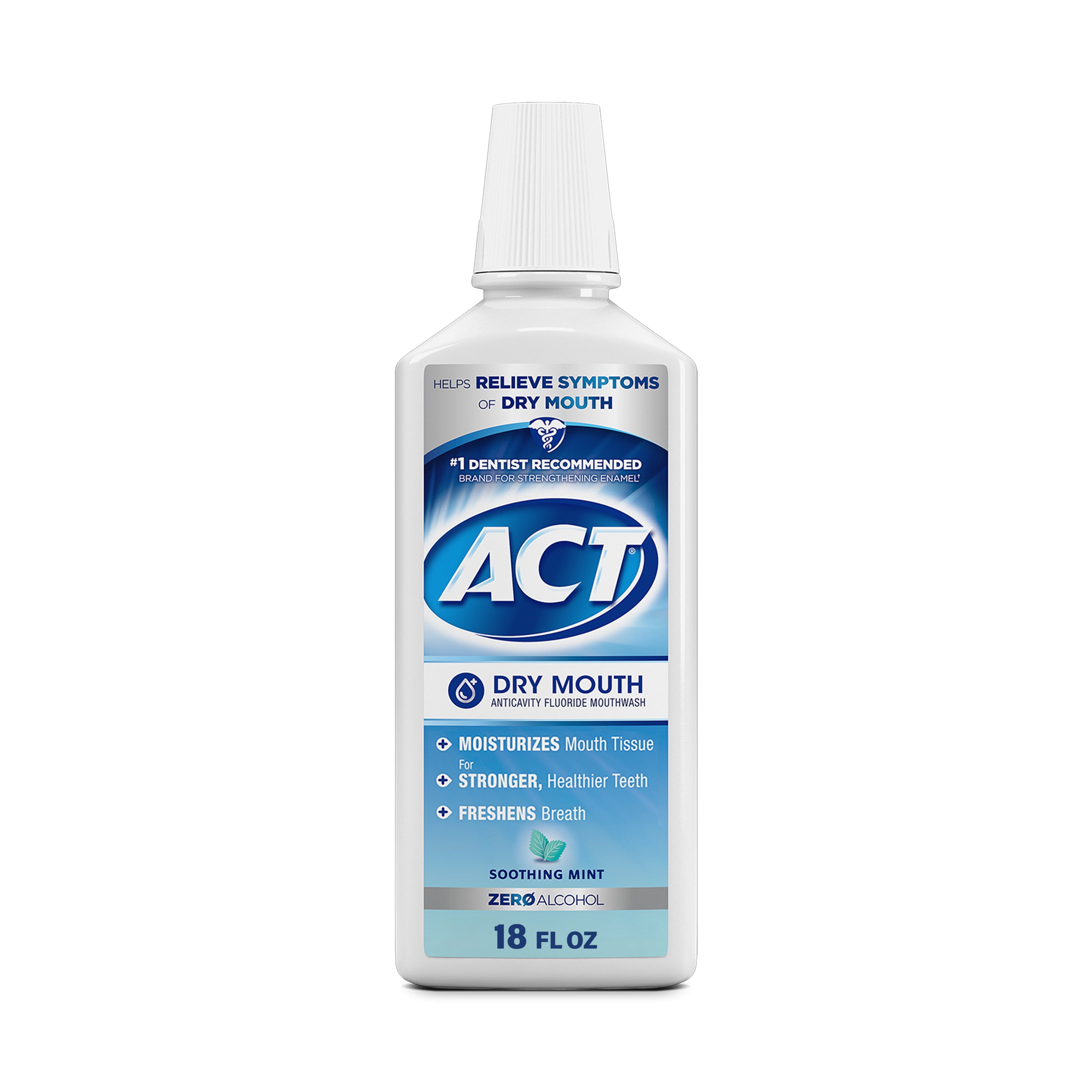 ACT Dry Mouth Anticavity Fluoride Mouthwash, Soothing Mint, 18 fl. oz.