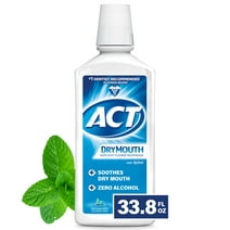 ACT Dry Mouth Anticavity Fluoride Mouthwash with Xylitol, Alcohol Free for Adults, Soothing Mint, 33.8 fl oz