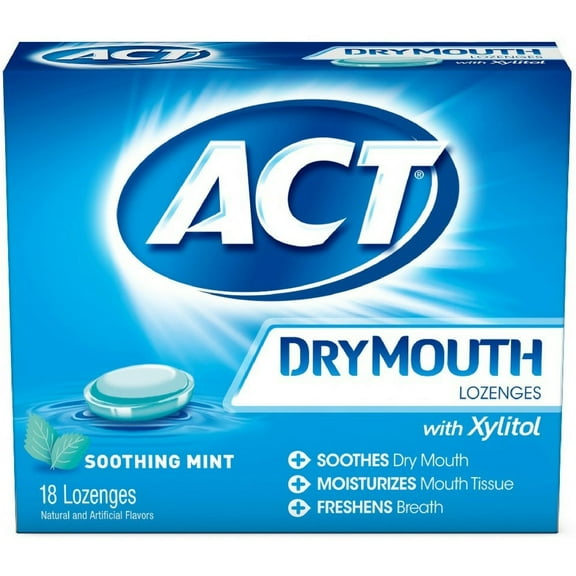 ACT Dry Mouth Soothing Mint Lozenges 18 ea (Pack of 3)