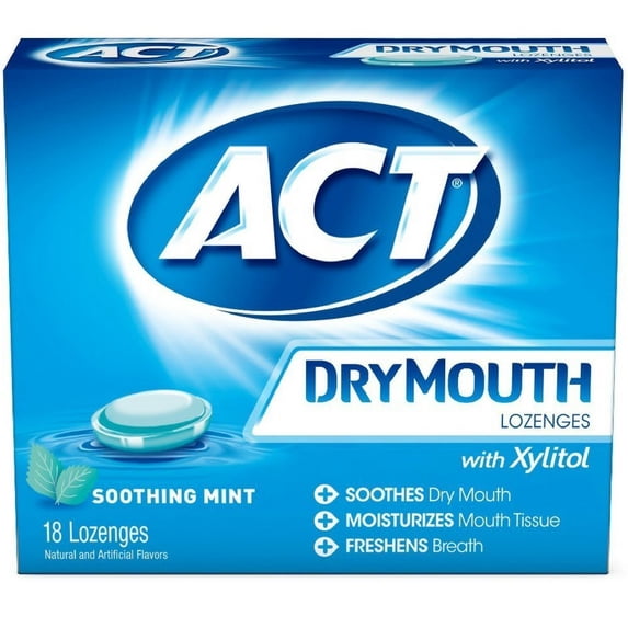 ACT Dry Mouth Soothing Mint Lozenges 18 ea Pack of 4