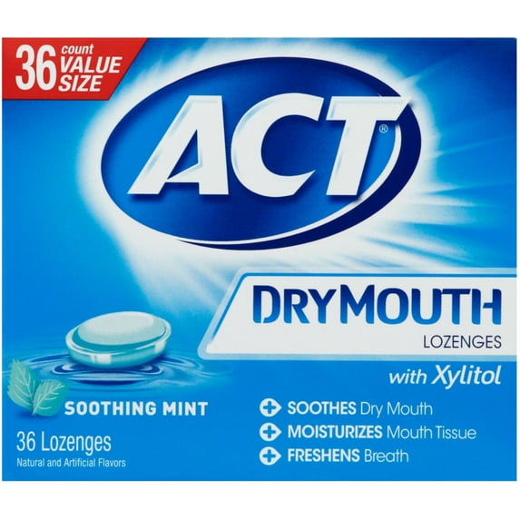 ACT Dry Mouth Soothing Mint Lozenges 36 ea (Pack of 2)