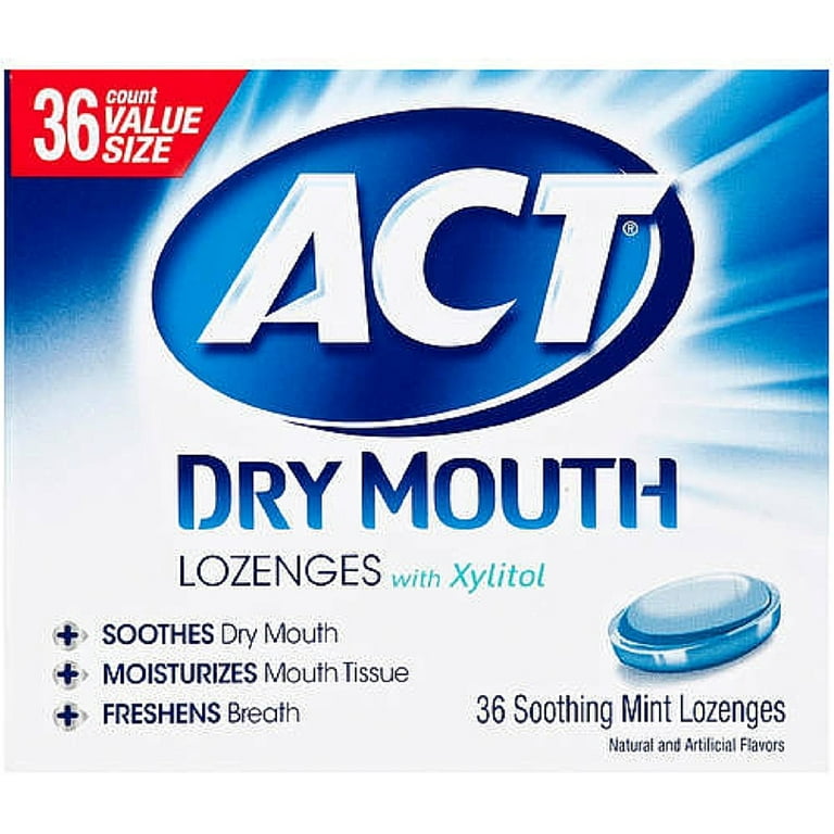 ACT Dry Mouth Lozenges, Soothing Mint, with Xylitol, 36 ct