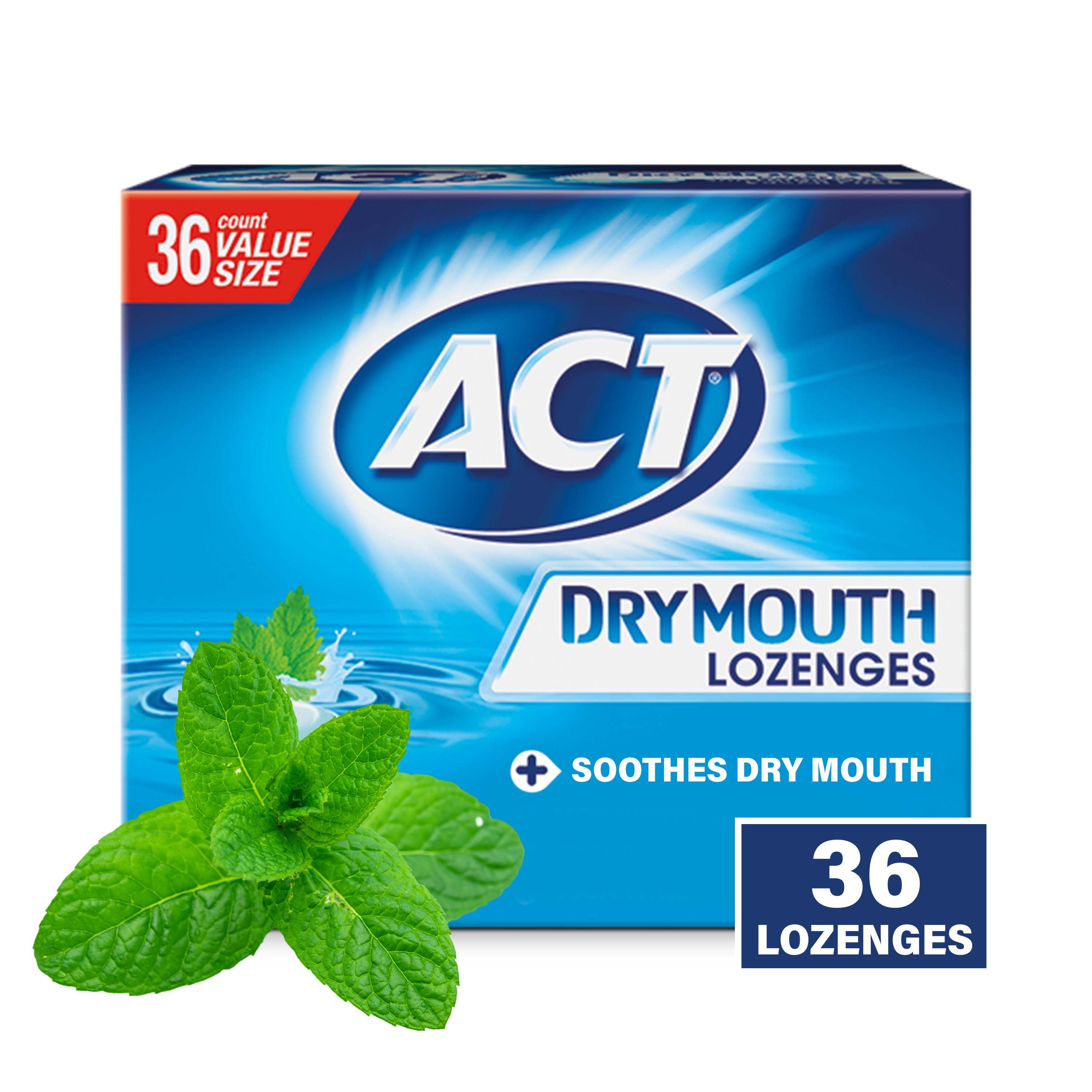 ACT Dry Mouth Throat Lozenges with Xylitol, Sugar Free Cough Drops
