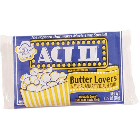 ACT II Butter Lovers Microwave Popcorn - Microwavable - Butter - 2.75 oz - 36 / Carton | Bundle of 2 Cartons