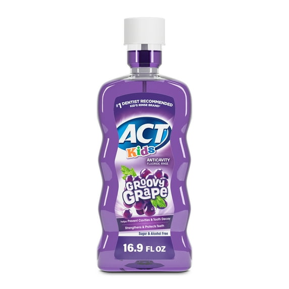 ACT Kids Anticavity Fluoride Mouthwash, Groovy Grape, 16.9 fl. oz.
