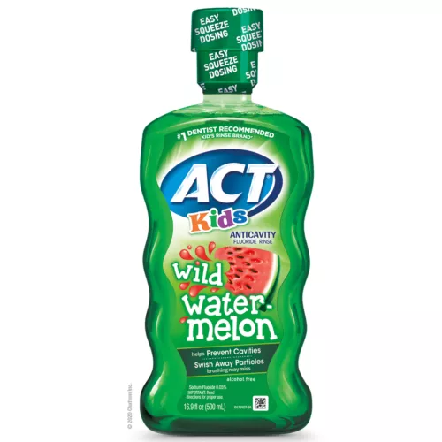 ACT Kids Anticavity Fluoride Mouthwash Wild Watermelon Alcohol Free 16.9 Ounce