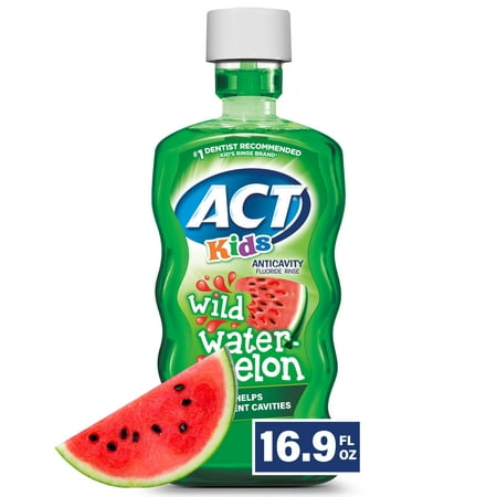 ACT Kids Anticavity Fluoride Mouthwash and Children's Mouth Rinse, Wild Watermelon, 16.9 fl oz
