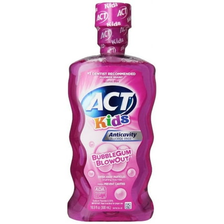 ACT Kids Anticavity Fluoride Rinse, Bubble Gum Blow Out 16.9 oz (Pack of 2)