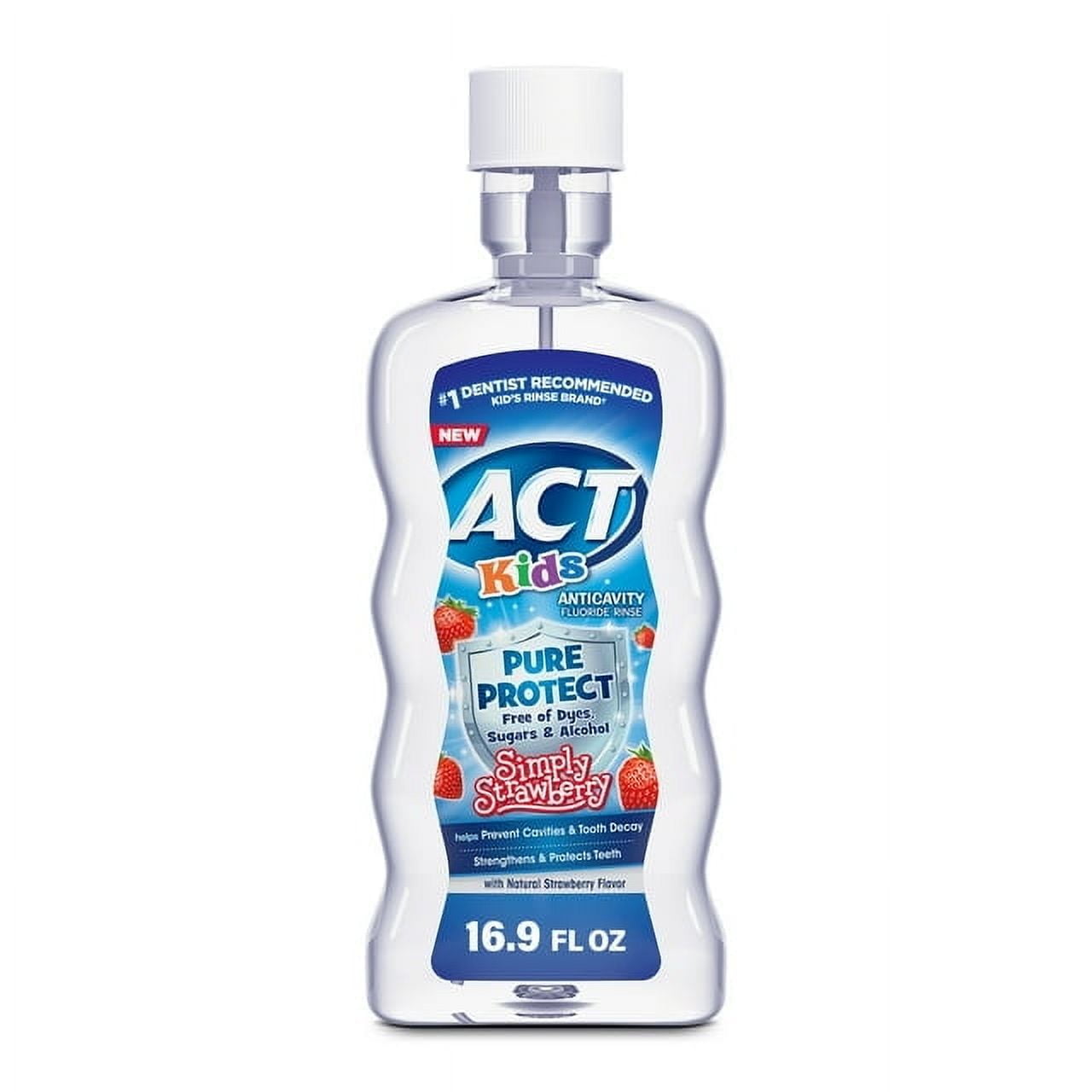 ACT Kids Pure Protect Strawberry Anticavity Fluoride Mouthwash and Children's Mouth Rinse 16.9 fl.oz. (Pack of 2)