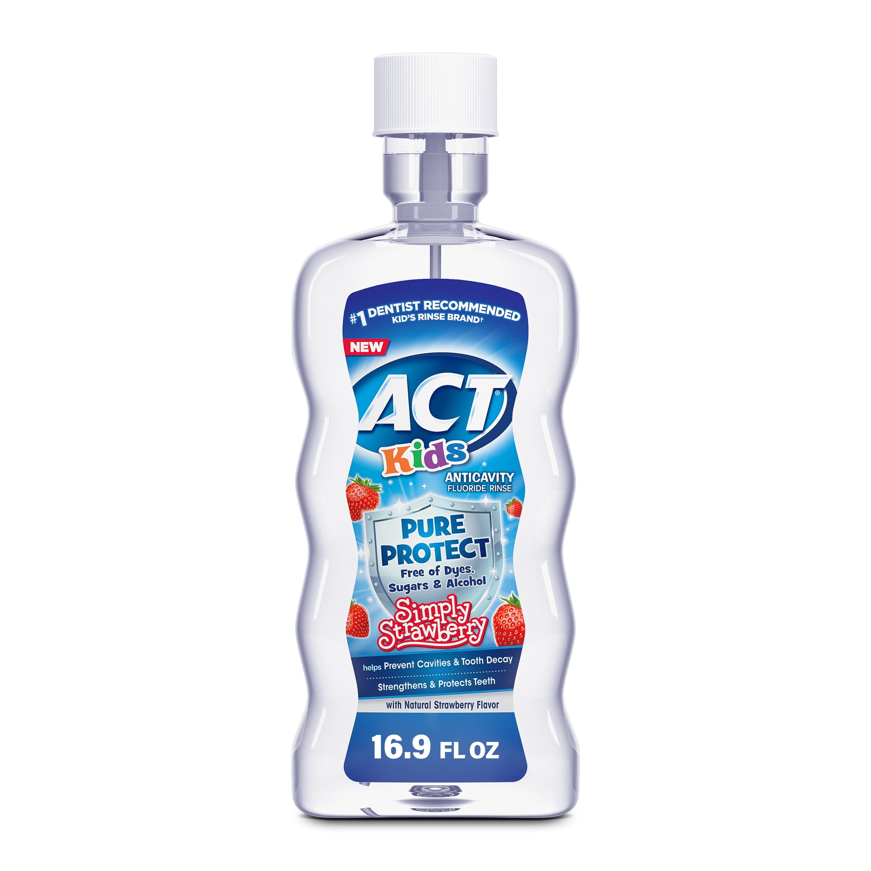 ACT Kids Pure Protect Anticavity Mouthwash, Strawberry, 16.9 fl. oz.