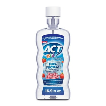 ACT Kids Pure Protect Strawberry Anticavity Fluoride Mouthwash and Children's Mouth Rinse 16.9 fl.oz.