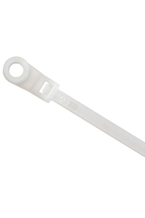 ACT Mounting Hole Cable Ties, 7", Natural, 100/Pkg (AL-07-50-MH-9-C)