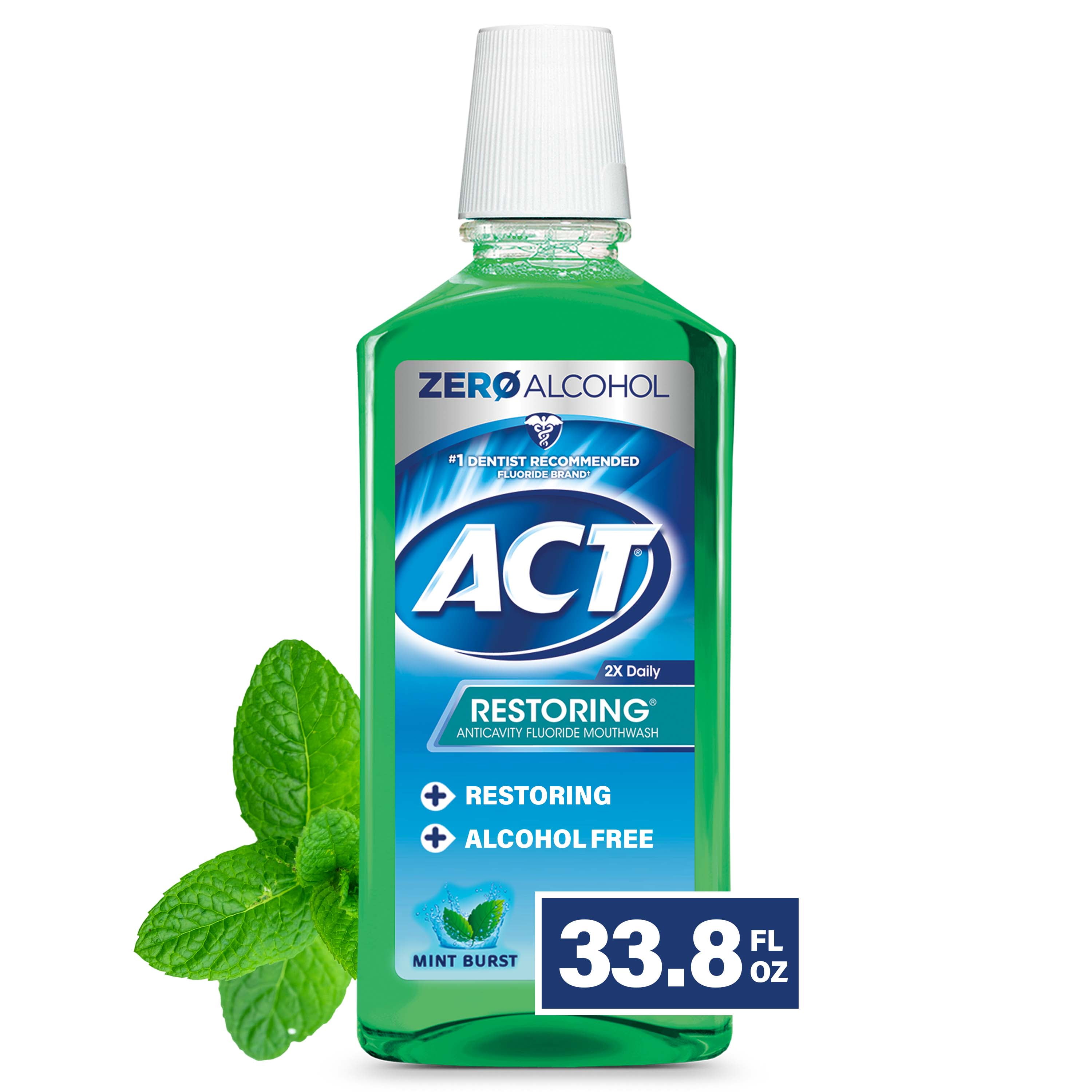 ACT Restoring Anticavity Fluoride Mouthwash with Zero Alcohol, Mint