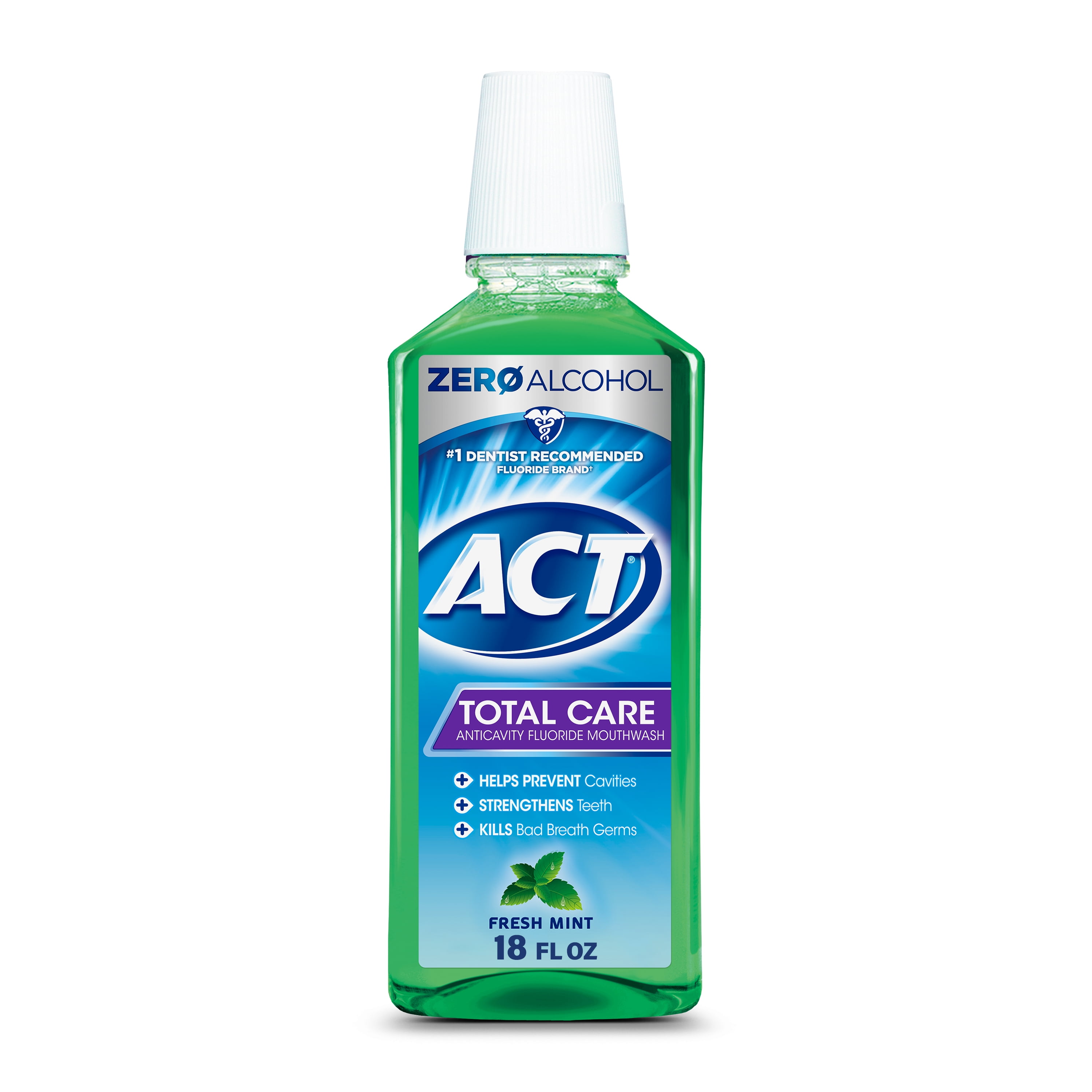 ACT Total Care Anticavity Fluoride Mouthwash, Fresh Mint, 18 fl. oz.